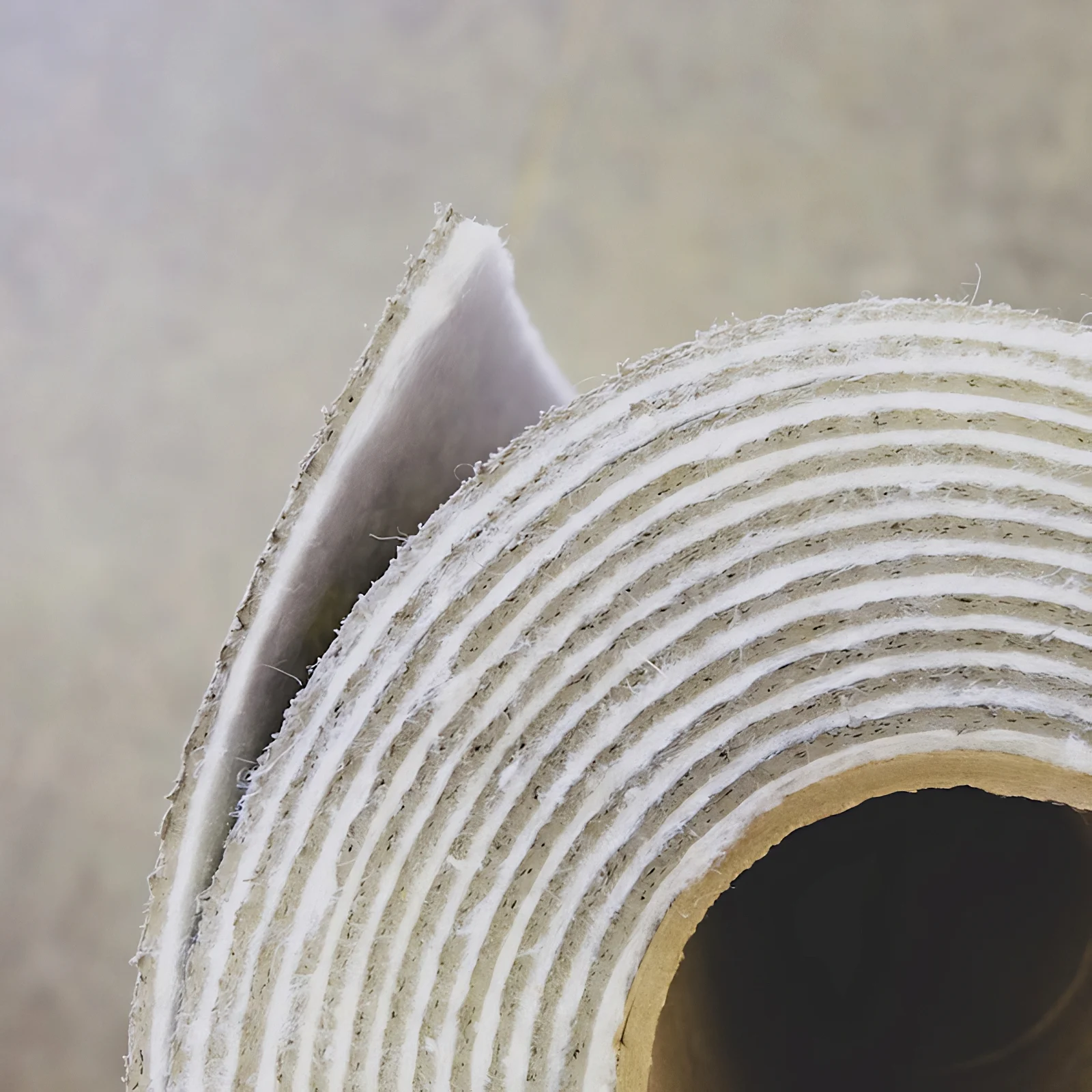 Detail of the fused polyethylene scrim bonded to the face of Wall Blokker Pro mass loaded vinyl