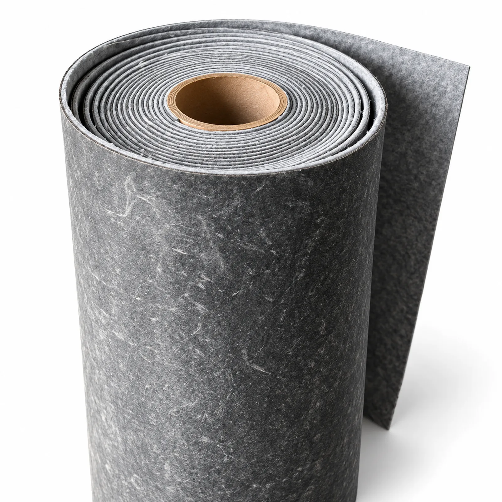 Roll of Floor Blokker sound isolation mat standing upright with the end partly unrolled